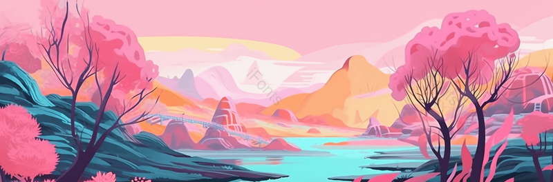 横板长图扁平化风景背景,插画/手绘图,插画/手绘图库,插画/手绘图下载,插画/手绘